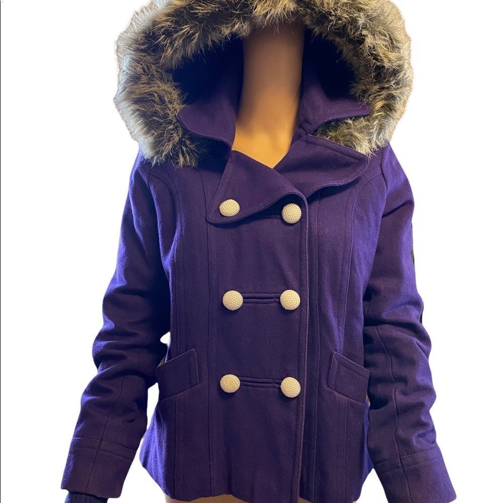 Vintage Wool Blend Hooded Cropped Jacket/ Coat M